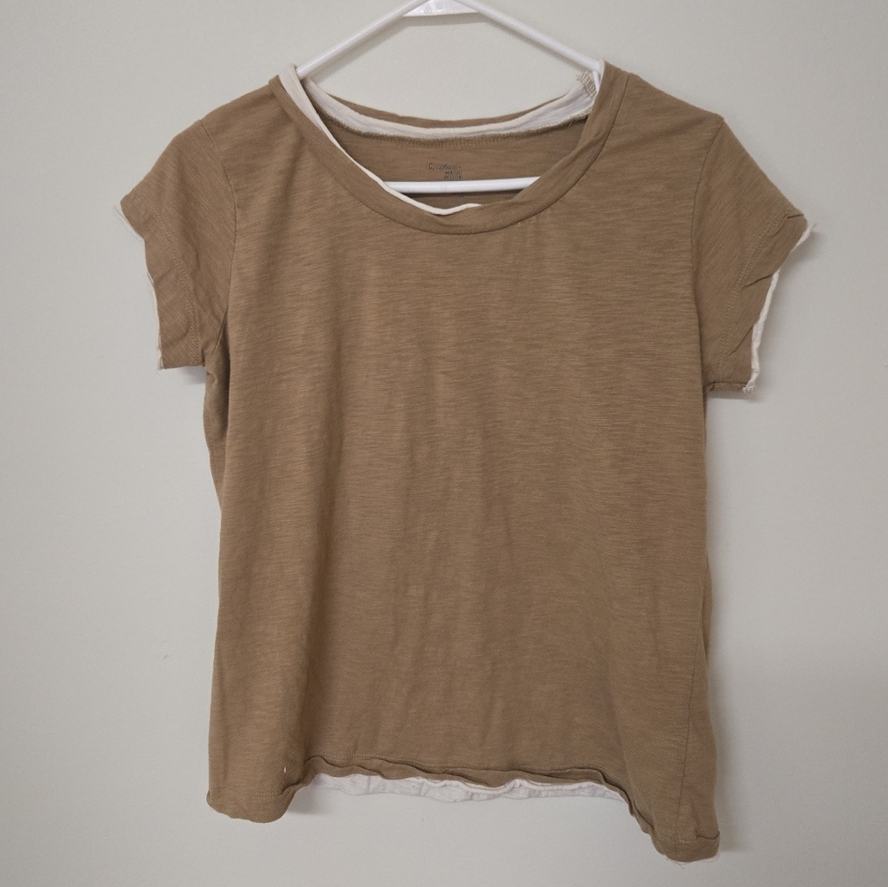 Secret Treasures Layered Short Sleeve T Shirt Brown Y2K
